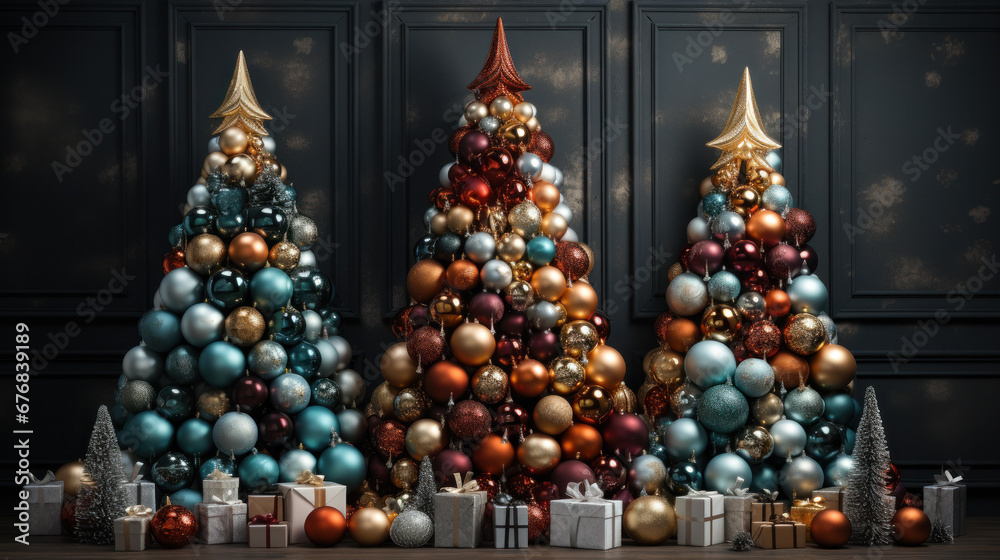 christmas tree and decorations created with Generative AI technology
