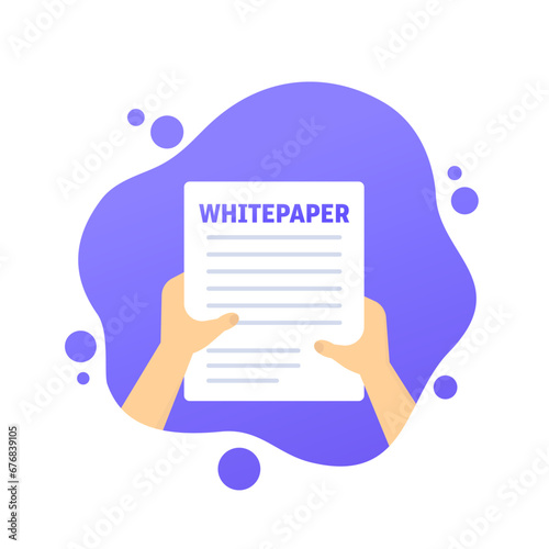 Whitepaper document in hands, vector illustration