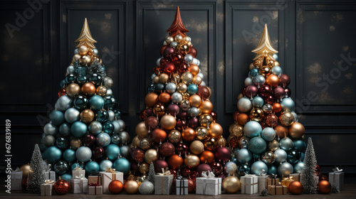christmas tree and decorations created with Generative AI technology
