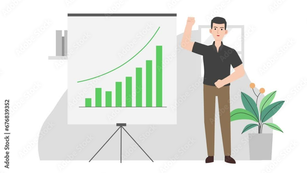 Man with growth chart illustration design Man with growth chart illustration design