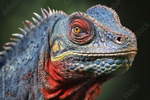 Close up of the head of a green iguana (Iguana iguana)