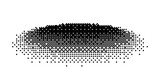 Abstract screentone ellipse with blur. Vector halftone oval shadow in comic or manga style.