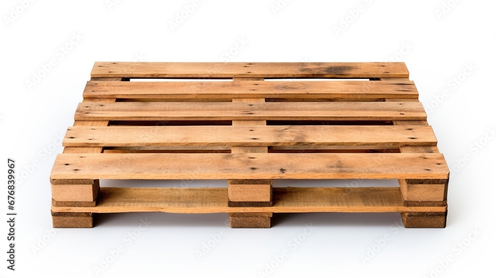 Wooden pallet isolated on empty white background, created with Generative Ai technology.