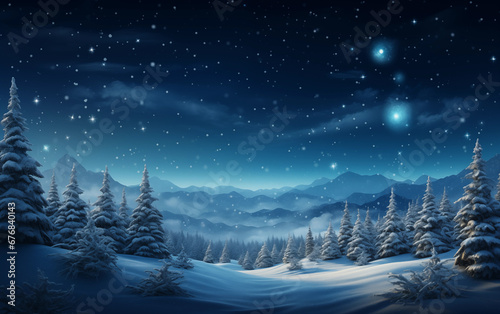 Snowy scene with clouds in winter background Generated AI