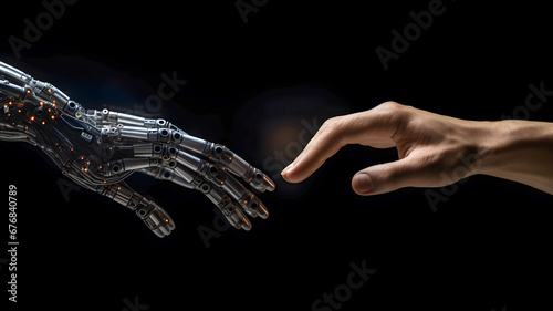 Human hand and robot handshake system concept integration and coordination of artificial intelligence technology
