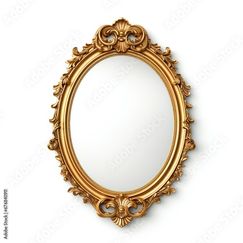 Classic golden frame for paintings, mirrors or photo isolated on white background