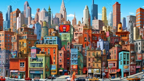 the cityscape is shown here in this painting by artist jeff kloski photo