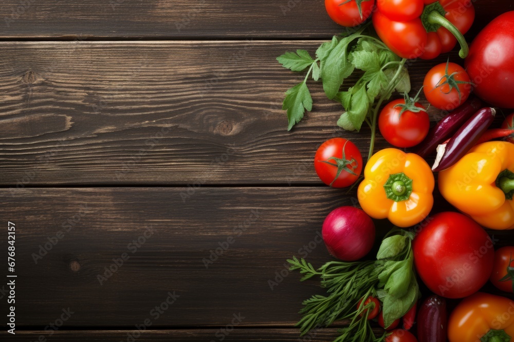 Many different various fresh raw vegetables on rustic wooden table background copy space healthy balanced food concept vegetarian vegan nutrition dieting vitamin healthcare harvesting gardening health