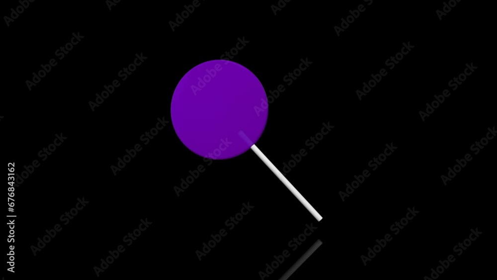 Violet Lollypop turns on itself - loop animation - black background Violet Lollypop turns on itself - loop animation - black background