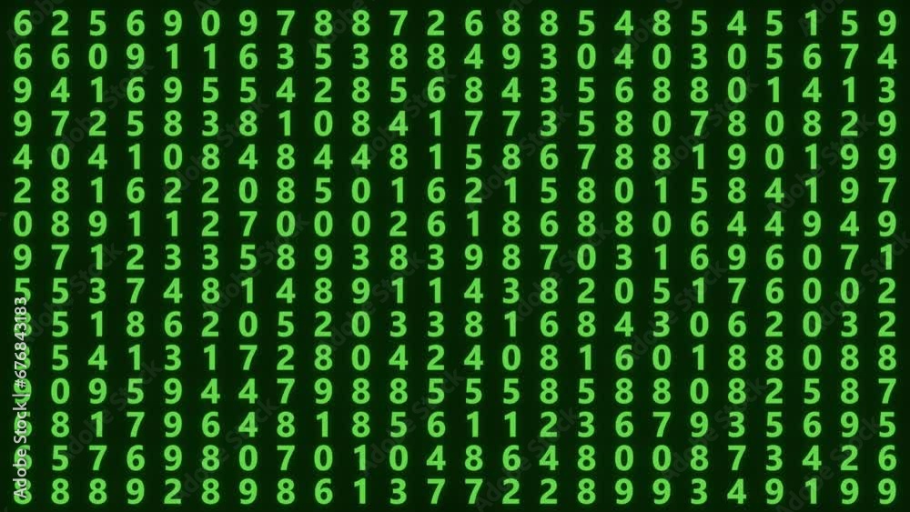 Abstract random numbers digital code animation.