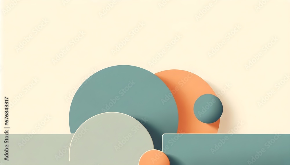Minimalist teal orange aesthetic background design, product presentation, banner with copy space text, template