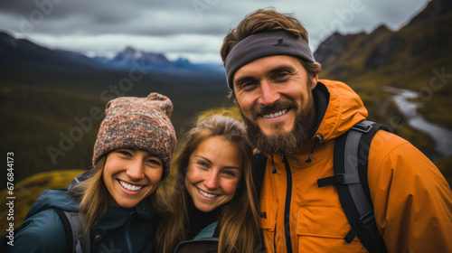 family on a hike created with Generative AI technology