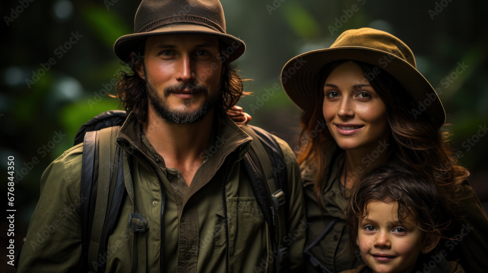 family in a forest hike created with Generative AI technology family in a forest hike created with Generative AI technology