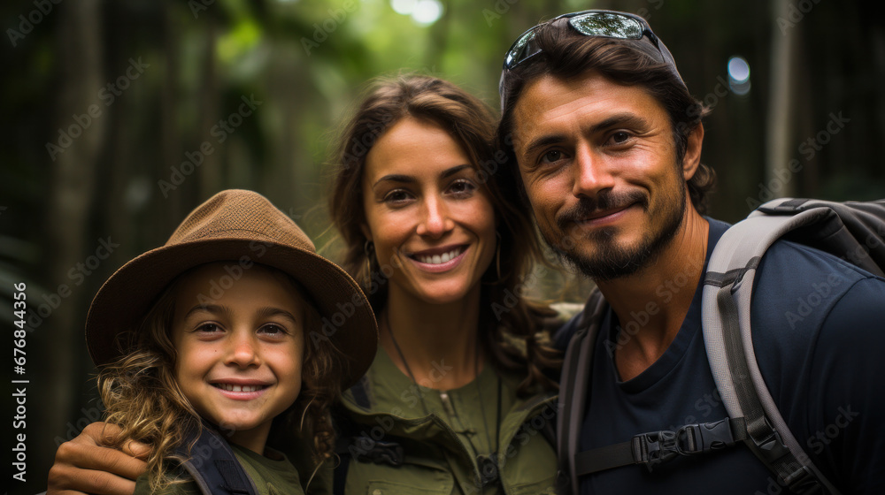 family in a forest hike created with Generative AI technology family in a forest hike created with Generative AI technology