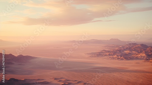 Landscape Aerial desert cinematic Still pastel neon highlights