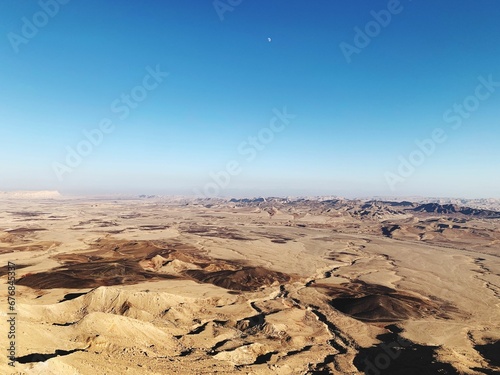 Desert landscape, sand dunes and terrain on a sunny day in Tel Aviv