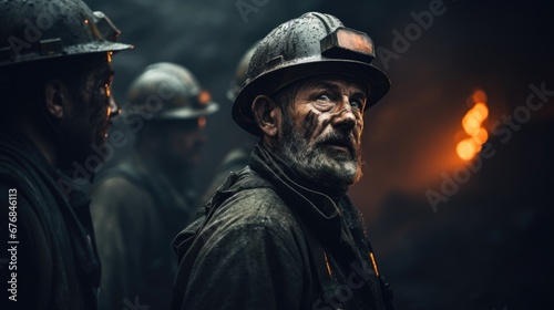 Hard working miners working underground mineral factory wallpaper background