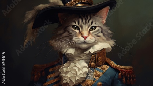 King royal person cat oil painting style portrait wallpaper background photo