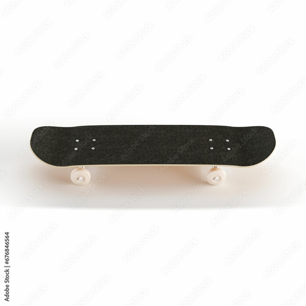 the skateboard is on top of a wooden table with white wheels the skateboard is on top of a wooden table with white wheels