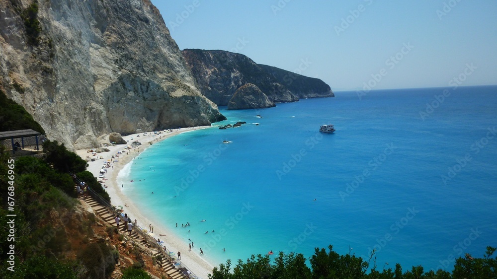 Scenic shot of the Porto Katsiki beach in Lefkada, Greece