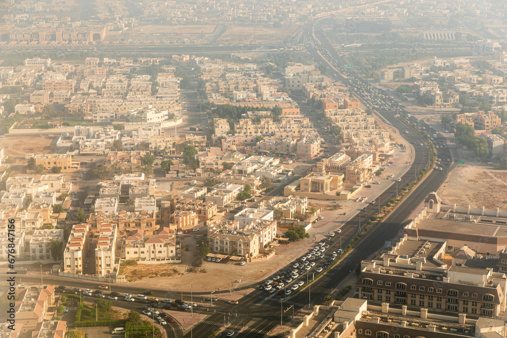 Aerial view of Dubai city suburb