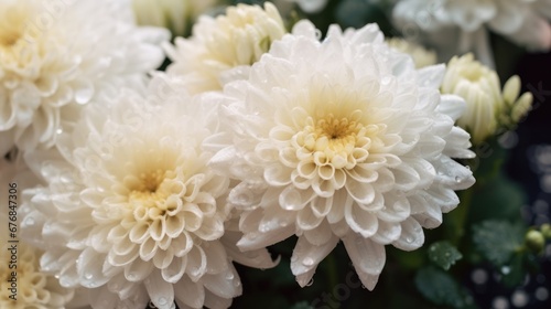 White chrysanthemum flowers in the garden. Mother s day concept with a space for a text. Valentine day concept with a copy space.