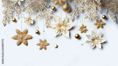 golden christmas decoration on white background
