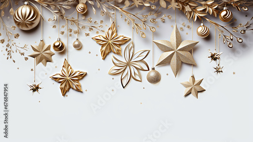 golden christmas decoration on white background