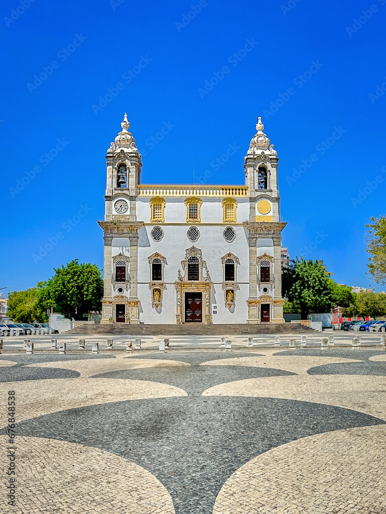 beautiful baroque church Igreja do Carmo in the historic old town of Faro