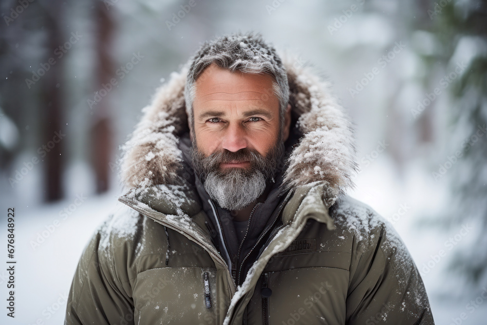 portrait of a man in winter created with Generative AI technology portrait of a man in winter created with Generative AI technology