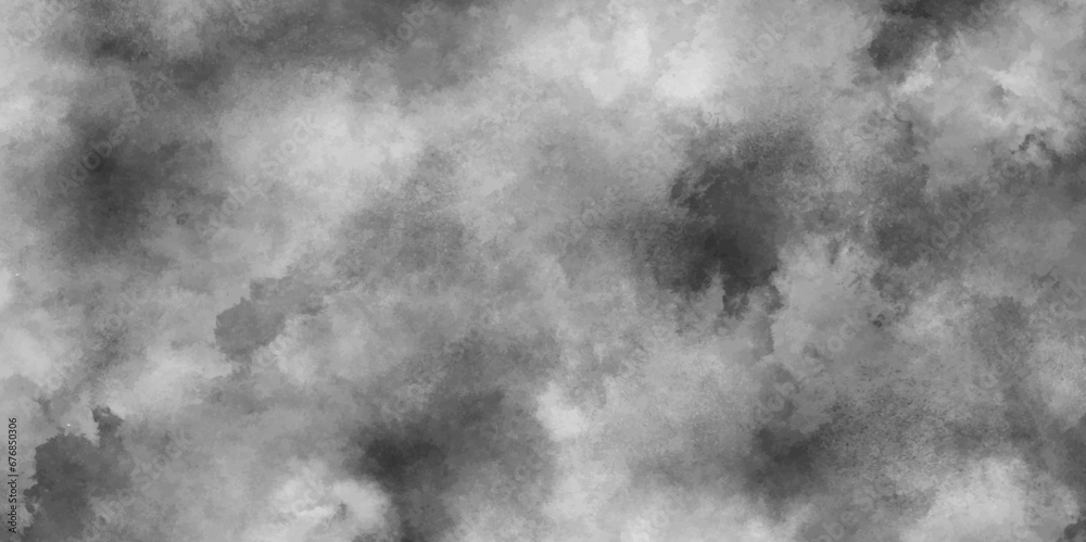 Fototapeta premium Abstract grunge white or grey watercolor painting background, black and whiter background with puffy smoke, white background illustration.