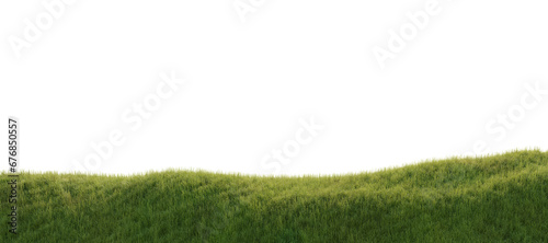 Hills with grass on a transparent background. 3D rendering. photo