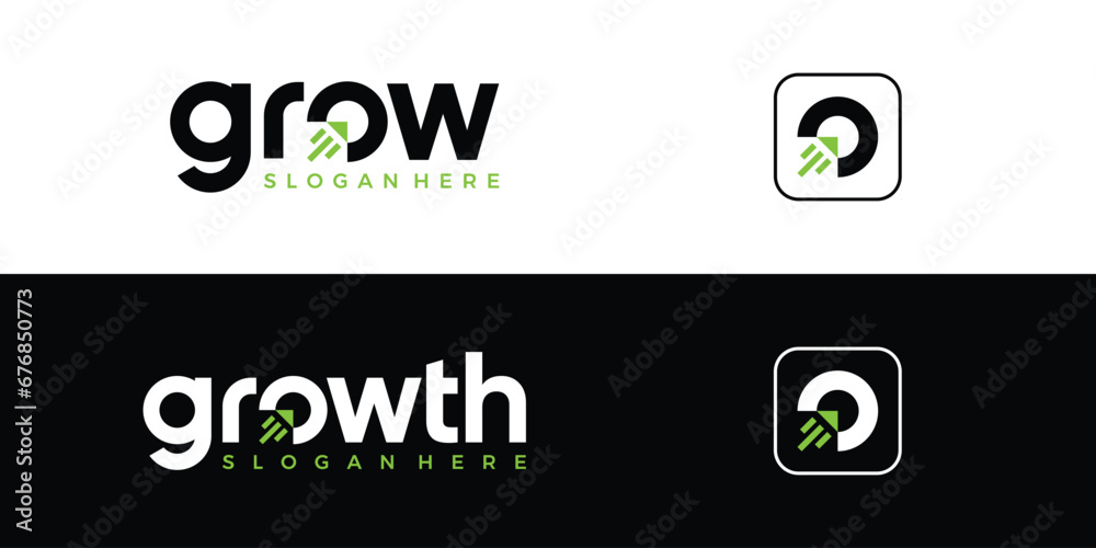 Modern growth logo design wordmark. Abstract arrow shapes logo design in letter O graphic vector illustration. Symbol, icon, creative. - obrazy, fototapety, plakaty 
