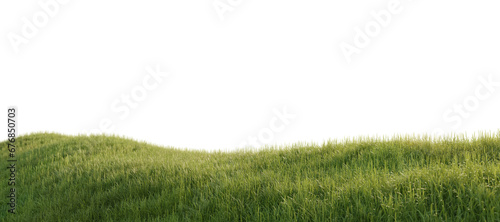 Hills with grass on a transparent background. 3D rendering.