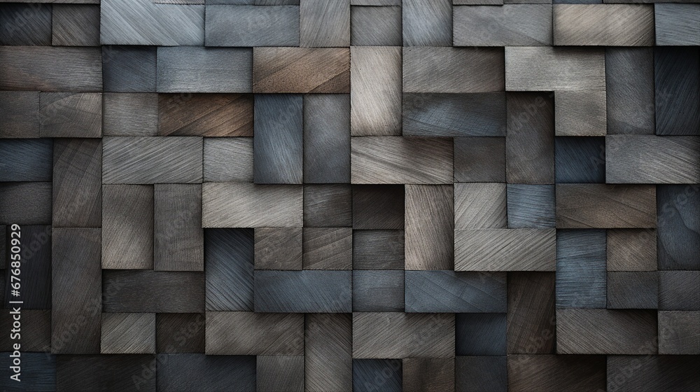 Fototapeta premium Rustic Weathered Geometric Wooden Texture in Dark Gray Vintage Background with Artistic Grain Patterns