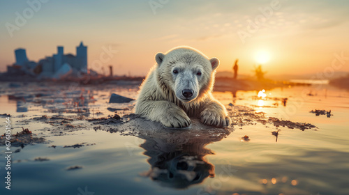 Polar bear (Ursus maritimus) on the pack ice, at the poles.