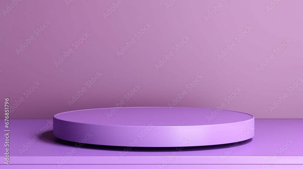 Purple colour minimal concept double cylinder pedestal or podium for product showcase display on empty background. Made with generative ai Purple colour minimal concept double cylinder pedestal or podium for product showcase display on empty background. Made with generative ai