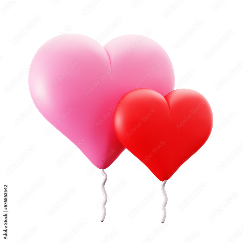 big and small hearth shaped balloons for wedding valentines day romantic love event 3d icon illustration design