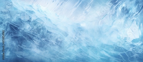 Blue ice surface texture in winter Natural background AI generated image