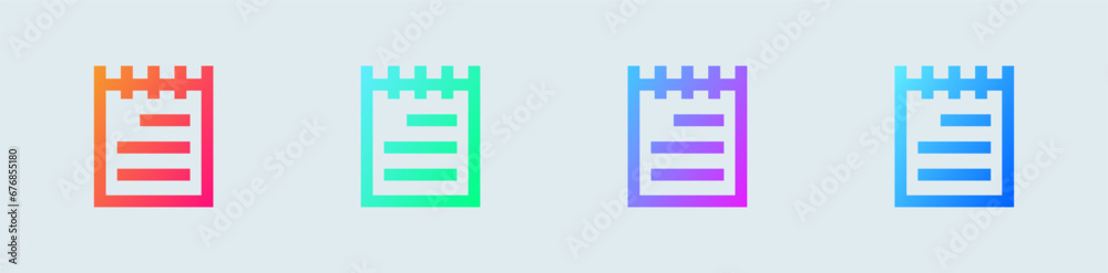 Note line icon in gradient colors. Paper signs vector illustration.