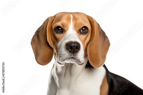 Portrait of beagle dog on white background