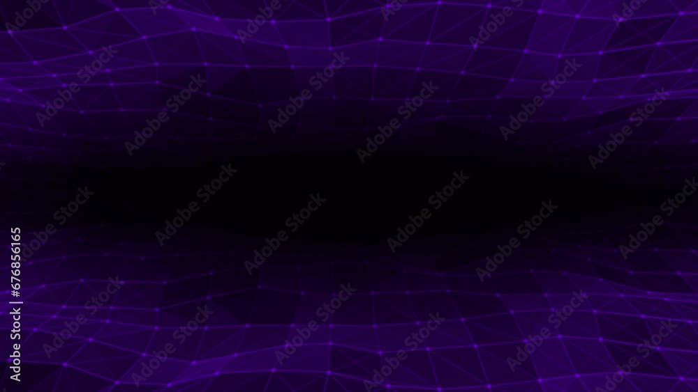 Abstract hi-tech lines and dots slowly moving futuristic plexus pattern on black background