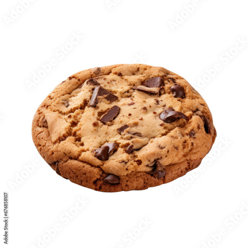 American cookie with chocolate isolated on transparent background. 