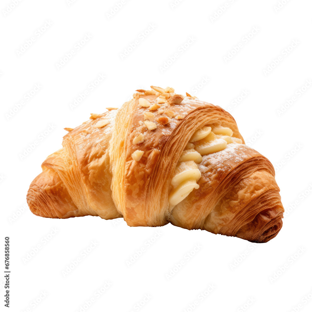 Croissant with nut topping.