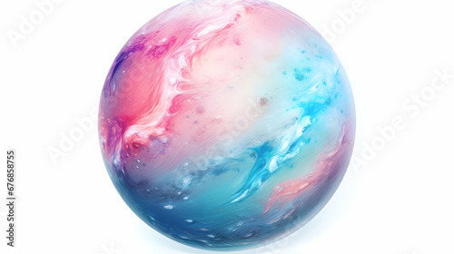 Colorful fantasy space handmade planet isolated on white,AI