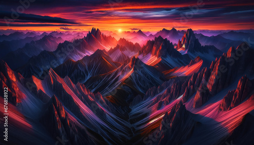 Sunset in the mountains. Evening landscape