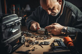 a skilled locksmith working hard in his workspace