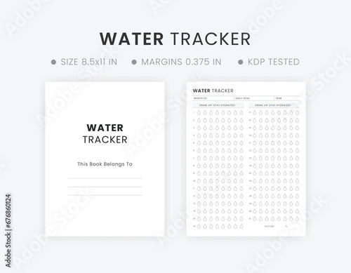 Printable Monthly Water Tracker.Printable pdf, My Best Water Reminder. Daily Water Intake Tracker Template