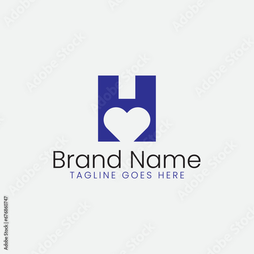 Letter H and Heart logo design simple and clean
