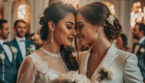 Lesbian couple wedding portrait photo